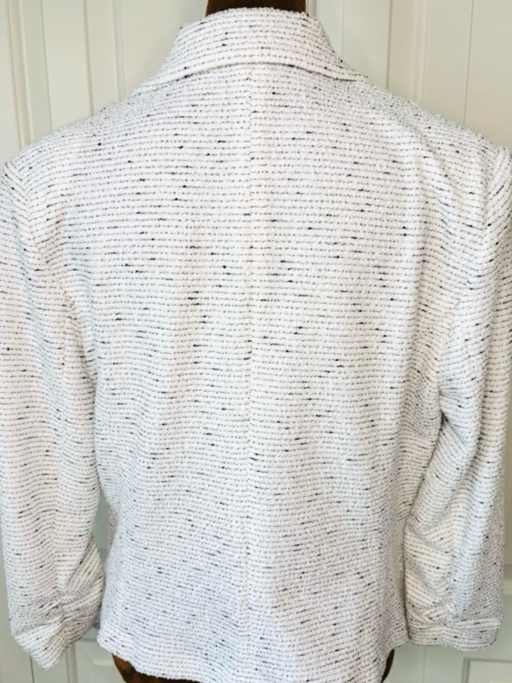 Chelsea & Amanda Textured Black & Cream Ponte 3/4 Sleeve Stretch Blazer Lrg. NWT - Picture 7 of 11